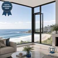 Ventanas de Aluminio Modernas con Doble Acristalamiento, Resistentes a Huracanes e Insonorizadas, Sistema de Esquina AS2047 para Villas Costeras, Hoteles y Cocinas