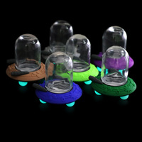 Yeni 90ml uzay gemisi uçan daire UFO Glow karanlık tütün çiçek konteynerler depolama kavanoz tabanı çocuk dayanıklı cam neme