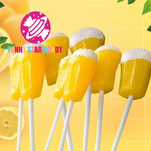 Korea Nouveauts 2025 warna campuran cangkir permen lolipop bentuk buah manis rasa Soda Fizzy gelembung Lollipop - Product Image 2