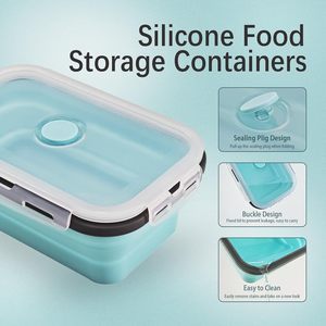 Lot de 4 boîtes alimentaires en silicone durables et pliables, boîtes à lunch en silicone pour enfants - Product Image 3