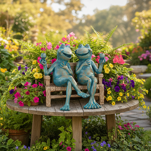 Statua da Giardino '<span class=keywords><strong>Happy</strong></span> Hour Frogs', Decorazione Perfetta per il Tuo Giardino e gli Spazi Interni - Product Image 4