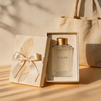 Bouteille vide en verre dépoli blanc pour diffuseur de parfum, 175 ml, avec col doré brossé, forme carrée