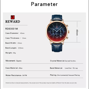 Reward Watch RD83001M หน้าปัดสีคู่ที่ไม่ซ้ำใครพร้อมสายหนังสีน้ำเงิน<span class=keywords><strong>3</strong></span>หน้าปัดย่อยนาฬิกาลำลองผู้ชายนาฬิกาแสดงปฏิทิน - Product Image 5