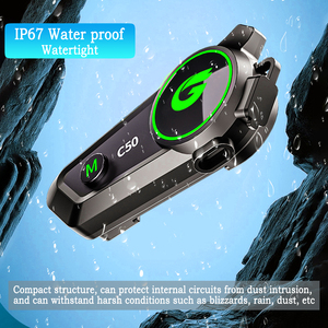 ชุดหูฟังหมวกกันน็อครถจักรยานยนต์ C50สำหรับ2ผู้ขับขี่800เมตรอินเตอร์คอมพร้อมไฟที่มีสีสัน - Product Image 2