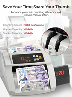 Compteur de billets Huaen H-A16 pour devises britanniques, avec détection UV/IR/DD, 1200 pièces/min, modes de valorisation et de regroupement pour les commerces
