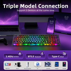 <span class=keywords><strong>Clavier</strong></span> mécanique <span class=keywords><strong>silencieux</strong></span> Zornher ZH980, touches PBT topographiques noires, rétroéclairage RVB, ergonomique, sans fil, trois modes, pour PC - Product Image 5