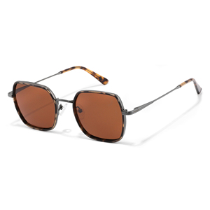 Lunettes de soleil rectangulaires unisexes, monture en métal, verres noirs, protection UV400, protection solaire pour adultes - Product Image 4