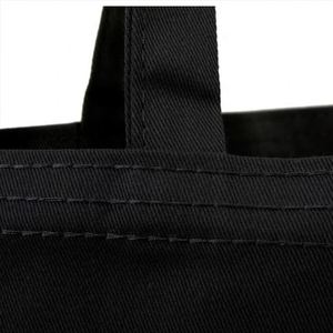 Large Durable Unisex Black Cotton Canvas Casual Tote Bag <b>Open</b> Top Custom DIY Logo Thick Shoulder Travel Beach Shopping Bag - Product Image 3