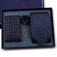Set de Regalo de Corbata para Hombre Directo de Fábrica con Pañuelo de Bolsillo y Broche, Lujoso Set de Corbata de Poliéster en Caja para Bodas y Fiestas
