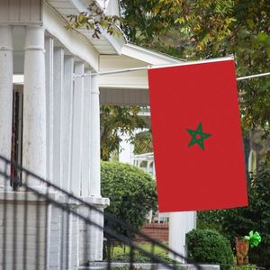 ธงโมร็อกโกขนาด 3x5 ฟุต ทำจากโพลีเอสเตอร์ พร้อมห่วงทองเหลืองสองวง แบบชั้นเดียว สำหรับแขวนผนัง ตกแต่งภายนอกและภายในอาคาร - Product Image 4