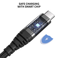 Câble USB-C 100W Type-C100W pour charge et transfert de données haute vitesse 20 Go, câble intelligent à charge rapide, double Type-C, embout en nylon et métal, 1,2 m
