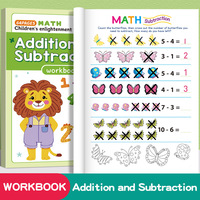 Cahier d'exercices de mathématiques pour enfants d'âge préscolaire, addition et soustraction, livre de pratique du comptage avec images de dessins animés, cahier d'exercices de mathématiques pour la maternelle