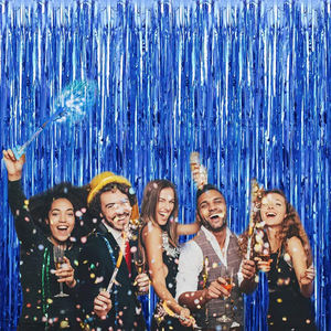 結婚式の誕生日パーティーの装飾のための2 * 1mメタリックゴールドシルバーウィンドウの背景レインタッセルフォイルフリンジカーテン - Product Image 4