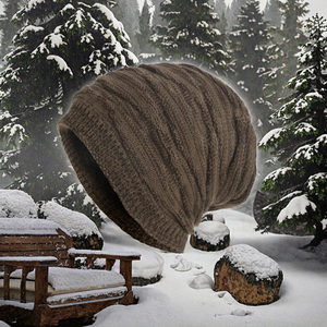 Gorro de invierno a la moda personalizado al por mayor, gorro holgado cálido de gran tamaño con forro polar de Coral de punto elevado para hombres y mujeres - Product Image 3