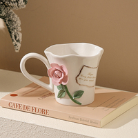 Tasse à eau en céramique à motif floral créative et mignonne de grande capacité pour couple, cadeau exquis