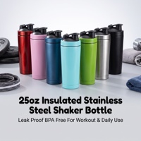 Bouteille shaker à protéines en acier inoxydable de 25 oz, anti-fuite, portable, pour la salle de sport et les sports, avec boule mélangeuse et échelle de mesure