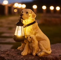 Lampe solaire artistique en résine, peinte à la main, pour extérieur, cour, animal réaliste, chien mignon, jardin, villa, pelouse, Noël
