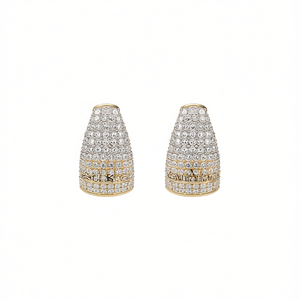 Orecchini a piramide bicolore E4269 con borchie, placcati oro 18K, con micro inserti di strass in cristallo, gioielli di lusso da donna per feste - Product Image 1