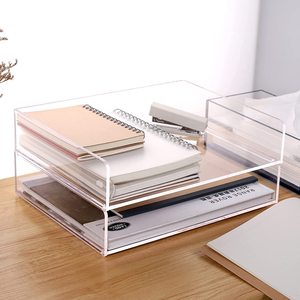 Bandeja de acrílico apilable con <span class=keywords><strong>letras</strong></span>, organizador de escritorio, bandeja de papel transparente, paquete de 2 unidades - Product Image 6