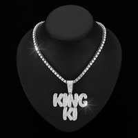Iced Out Diamant Baguette Personnalisé Lettre Nom Hip Hop Pendentif Chaîne Fine Jewelry Hommes Bijoux