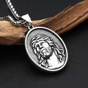 Yunnique – collier avec pendentif visage de Jésus en argent tibétain pour hommes, chaîne de 60cm, cadeau, bijoux à la mode - Product Image 2