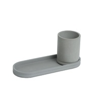 Organisateur de bureau minimaliste en béton industriel, combinaison de plateau de rangement ovale et de porte-stylos pour la décoration de table de bureau, couleur personnalisée