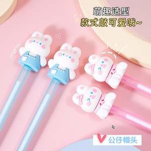 Cute Rabbit Gel Pen Pink Blue Metal Tip Office School Use - Product Image 2