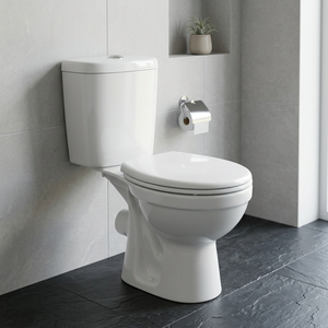 WC moderne en céramique deux pièces avec siphon en P, chasse double 3L/6L, réservoir encastré et abattant à fermeture douce - Product Image 3