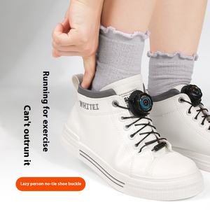 Tali sepatu malas poliester datar tanpa dasi untuk pria wanita Aksesori olahraga luar ruangan dengan tombol putar artefak tetap tidak perlu dasi - Product Image 4