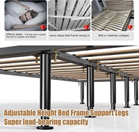 Jambes de support de cadre de lit en métal à hauteur réglable 7-12.6 pouces Queen/King Bed Support Slat Kits de renfort Pieds de meubles 4-pack