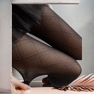 Collants en résille à carreaux noirs pour femmes, printemps et automne, fins, en soie noire, <span class=keywords><strong>bas</strong></span> de jambe, collants en résille, une génération de - Product Image 3