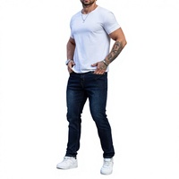 Jeans en denim classiques pour hommes TRIBON SPORTS, coupe régulière, coton confortable, écologiques, déchirés, style streetwear, bleu