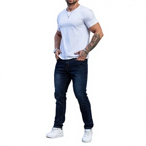 Jeans en denim classiques pour hommes TRIBON SPORTS, coupe régulière, coton confortable, écologiques, déchirés, style streetwear, bleu - Product Image 1