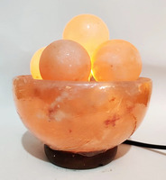 Lampe de bol de feu de sel de l'Himalaya de qualité supérieure avec boules de massage en sel de roche rose en cristal pour la décoration intérieure et le bien-être