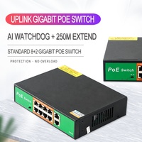 Prix usine 250m étendre 10/100M 8 commutateur POE Port 2 Gigabit 48V pour commutateur Ethernet de caméra IP