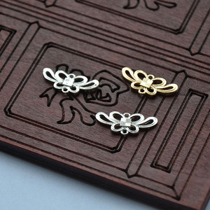 Conector de Adorno para el Cabello con Nudo Chino, 11x24mm, Chapado en Oro y Plata, Estilo Antiguo, Accesorio para Manualidades - Product Image 4