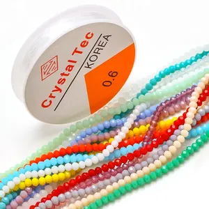 Zhubi 4 milímetros Facetada Rondelle Beads 0.6 Cordas De Plástico 15 Cores Colar dos Grânulos de Vidro Para Fazer Jóias Artesanato DIY Handmade Encantos