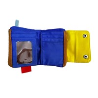 Warna kontras yang disesuaikan dengan pola kain bersulam, dompet pendek multifungsi, tempat kartu, portabel dan ringan