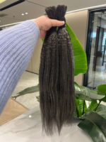 Vente en gros de haute qualité Remy trame blanc crépus Yaki tressage cheveux gris crépus raides en vrac cheveux pour tresses