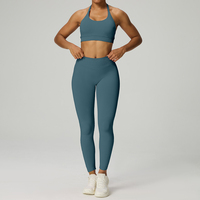 Brand New Sportswear 2 pièces ensemble Scrunch Butt Shorts Sexy dos licou cou soutien-gorge Fitness entraînement Yoga ensembles pour les femmes