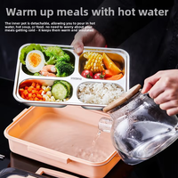 Boîte à lunch bento isotherme en acier inoxydable 304, grande capacité, 5 compartiments, anti-fuite, compatible micro-ondes, sans BPA, pour enfants