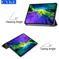 CYKE — étui à rabat en cuir PU, tripliable, couverture de protection pour tablette Apple iPad 11, 2020, 2018 pouces