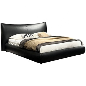 Lit king size en cuir pleine fleur véritable, fabrication parfaite, design italien moderne et luxueux - Product Image 1