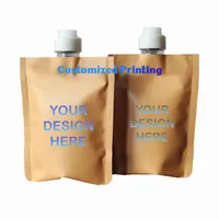 Sac d'emballage cosmétique en papier kraft compostable écologique avec fermeture à glissière et conception debout