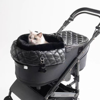 Poussette pour animaux de compagnie en cuir avec fermeture éclair, imperméable et coupe-vent, durable, chaude et confortable pour les petits chiens