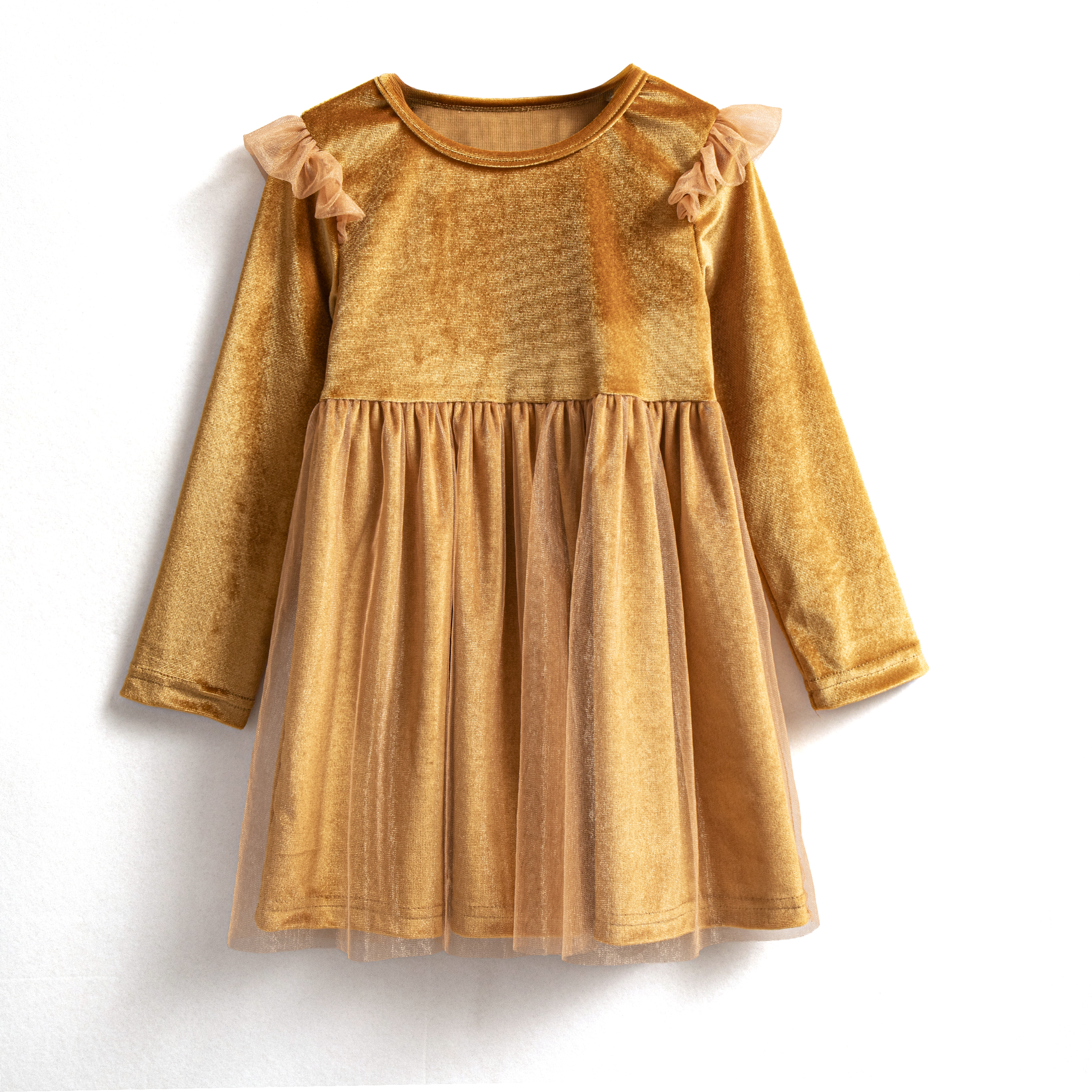 Velvet Gold Girls Party Dress 4 Colors Tea Party