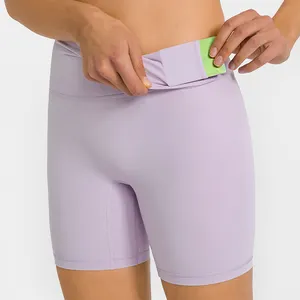 OEM Logo Yoga Shorts Sommer Damen Biker Sport Shorts Stretch Tanz Leggings Laufen Joggen enge Shorts mit Taillen tasche