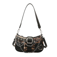 Sac bandoulière texturé rétro pour femme, style Spicy Girl, avec chaîne et cœur, sac à main simple