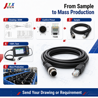 Kabel Ethernet Industri M12 X-Coded ke RJ45 8 Pin Berpelindung untuk Otomasi PLC Visi Mesin