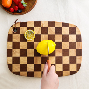 เขียงไม้อะคาเซียกระดานหมากรุกแบบหนาแผ่นไม้ผลไม้ในครัวเขียง - Product Image 2